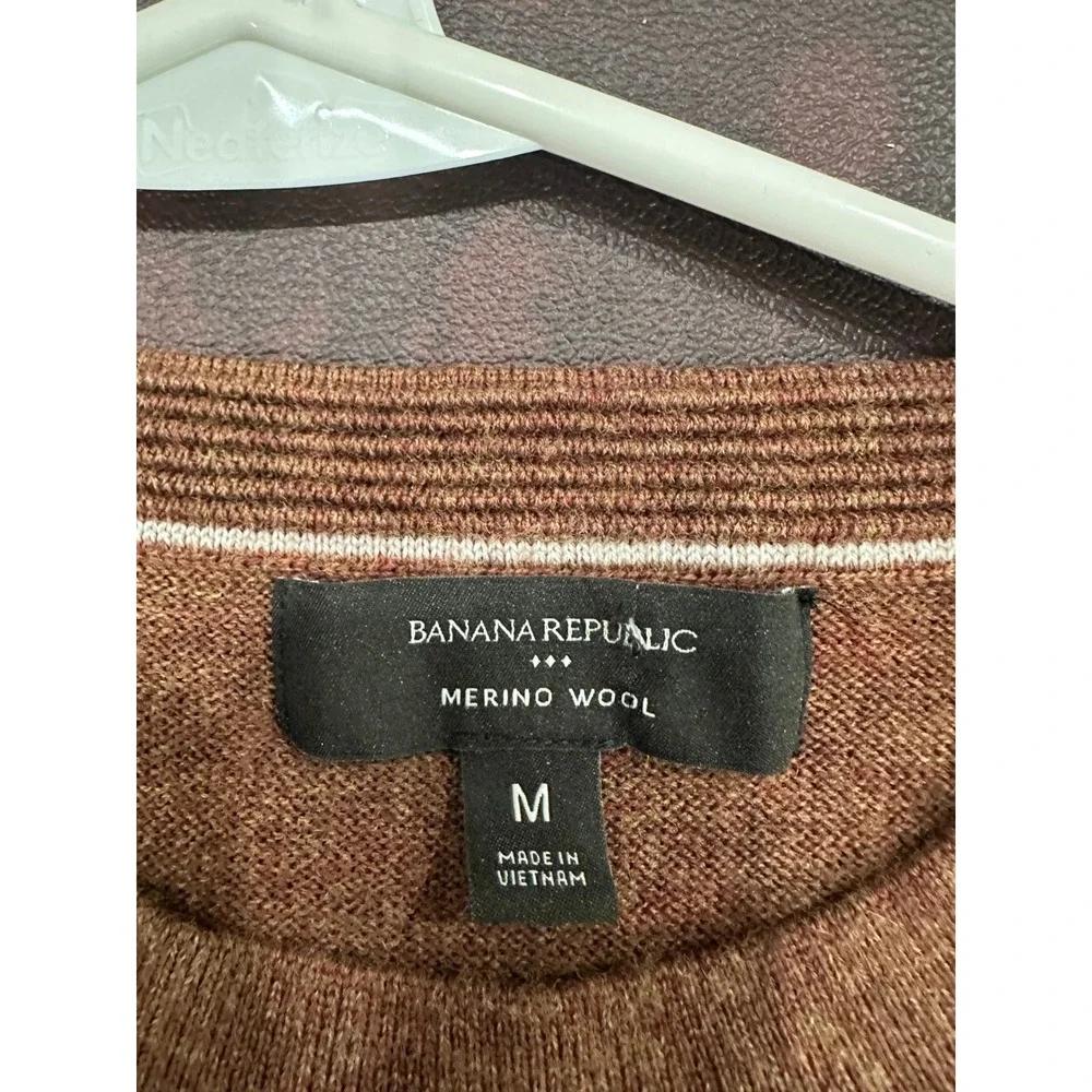 Banana Republic Womens Merino Wool‎ Crewneck Sweater Brown Heather Size M